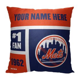 [Personalization Only] OFFICIAL MLB Colorblock Personalized Pillow - New York Mets