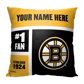 [Personalization Only] OFFICIAL NHL Colorblock Personalized Pillow - Boston Bruins