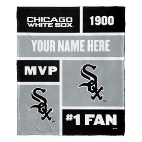 [Personalization Only] OFFICIAL MLB Colorblock Personalized Silk Touch Throw Blanket - White Sox