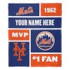 [Personalization Only] OFFICIAL MLB Colorblock Personalized Silk Touch Throw Blanket - Mets