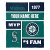 [Personalization Only] OFFICIAL MLB Colorblock Personalized Silk Touch Throw Blanket - Mariners