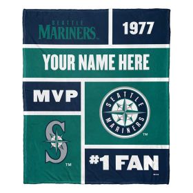 [Personalization Only] OFFICIAL MLB Colorblock Personalized Silk Touch Throw Blanket - Mariners
