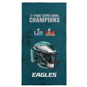 Philadelphia Eagles NFL 2025 Super Bowl LIX Multi Champ Unstoppable Beach Towel 30X60 Inches