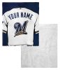 [Personalization Only] OFFICIAL MLB Jersey Personalized Silk Touch Sherpa Throw Blanket - Brewers