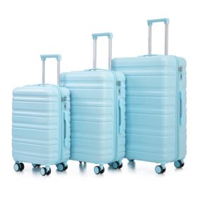 3 in 1 20"/24"/28" 3 pcs/set in ABS Spinner Wheel Luggage, Carry on Suitcase, Matching Color, Combination Lock (Blue) (Option: default title)