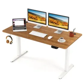 Walnut Desktop White Frame 55" Electric Standing Desk With Dual Motors, 3 Memory Settings Sit-Stand Desk For Home Office (Option: defaulttitle)