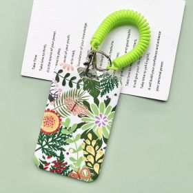 Green Plant Series Simple Fashion Lanyard Card Cover (Option: Colored Plants-Green spring rope)
