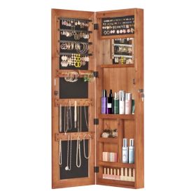 no provide self pick-up.Solid Wood Jewelry Armoire Organizer Cabinet with Full-Length Mirror, 47.5x14.3 in Wall-Mounted Lockable with LED Light (Option: default title)