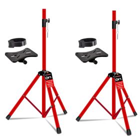 5 Core Speaker Stand 2Pcs Tripod Floor Tall Adjustable Up To 72 Inch DJ Studio Monitor Stands Pole Mount (Option: Red)