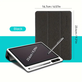 Eye-Friendly Blue-Light Free LCD Writing Tablet, Flip Case Stand Design, One-Clear Erase Portable Paperless Board For Kids Learning & Office Draf (Option: Black)