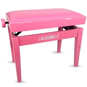 5 Core Adjustable Piano Bench Thick 3.25" Solid Wood Keyboard Stool Heavy Duty Musician Chair (Option: Hot Pink)