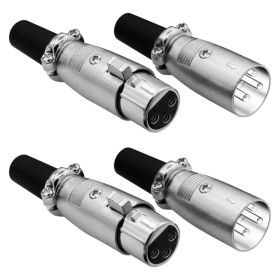 5Core XLR Connector Male Female To 1/4 Audio Jack 3 Pin Secure Mic Plug W Locking Ends (Option: 2 Pair)