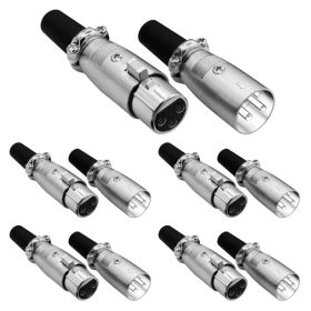 5Core XLR Connector Male Female To 1/4 Audio Jack 3 Pin Secure Mic Plug W Locking Ends (Option: 5Pair)