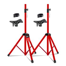 5 Core Speaker Stand 2Pcs Tripod Floor Tall Adjustable Up To 72 Inch DJ Studio Monitor Stands Pole Mount (Option: SSECO2PKREDWoB)