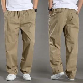 Men's Tide Brand Casual Spring And Summer Overalls (Option: Khaki-6XL)