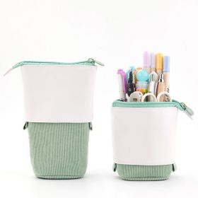 Multifunctional Creative Corduroy Retractable Pencil Case (Option: green -1PC)