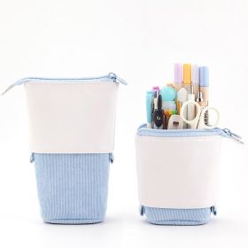Multifunctional Creative Corduroy Retractable Pencil Case (Option: Light Blue-1PC)