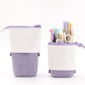 Multifunctional Creative Corduroy Retractable Pencil Case (Option: Purple-1PC)