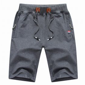 Men's Shorts Casual Classic Fit Drawstring Summer Beach Shorts With Elastic Waist And Pockets (Option: Dark Grey-M)