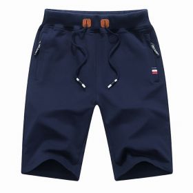Men's Shorts Casual Classic Fit Drawstring Summer Beach Shorts With Elastic Waist And Pockets (Option: Blue-M)