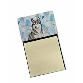 Gray and White Alaskan Malamute Coworker Watercolor Sticky Note Holder Refillable Dispenser Desk Accessory 3x3 Pad Gift (Option: Default)