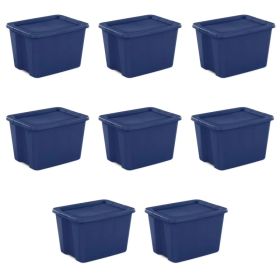 Plastic 18 Gallon Tote Box Blue Set of 8 (Shipment from Walmart) (Option: default title)