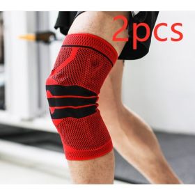Sports Running Fitness Protection Knee Pads Brace Strap (Option: Red anti slip a pair-M)