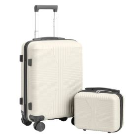 Non-TSA Customs Lock 2-in-1 PP Trolley Case, 12in/20in, PP Off-white (Option: defaulttitle)