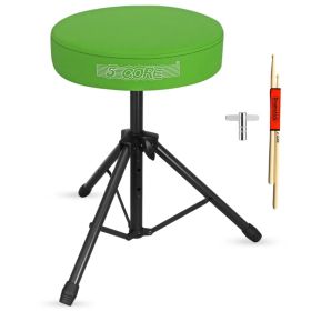 5 Core Drum Throne 3" Thick Padded Memory Foam Comfortable Drummer Stool 330Lb Capacity Adjustable (Option: Green)