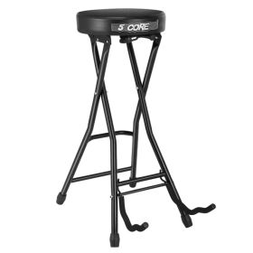 5 CORE Guitar Stool Seat Thick Cushioned Portable Durable Guitars Chair with Padded Holder Stand for Musicians - GSTOOL BLK (Option: Black)