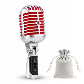 5Core Vintage Microphone Classic Dynamic Professional XLR Studio Retro Style Mic (Option: Chrome Red)