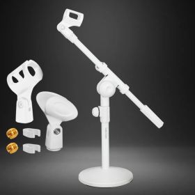 5Core Desktop Mic Stand Round Base Universal Desk Microphone Holder Table Top Stands (Option: MSSBW)
