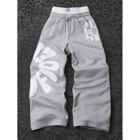 Womens And Mens Loose-fitting Straight-leg Sports Pants (Option: Gray-S)