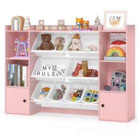 Pink Kids Toy Organizer with 8 Storage Bins, Anti-Tipping Design Open Shelves Cabinet for 3+ Years (Option: default title)