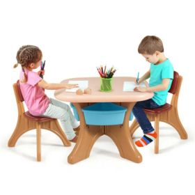 Brown Kids Table And 2 Chairs Set With 4 Storage Boxes, Toddler Activity Table For Drawing Playing Eating, Children Furniture For Indoor Outdoor (Option: defaulttitle)