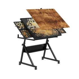 1500 pieces Jigsaw Puzzle metal Table board for adults gift with 4 trays(black) (Option: default title)