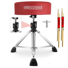 5 Core Drum Throne 4" Thick Padded Guitar Stool 400Lb Capacity Drummer Chair Swivel Adjustable (Option: Red)