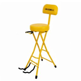 5Core Guitar Stool 3.15" Padded Chair W Backrest Foldable Music Seat Built In Foot Rest Guitar Stand (Option: YELLOW)