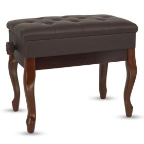 5 Core Piano Bench Wooden Height Adjustable Stool Heavy Duty Keyboard Seat with Storage (Option: Brown)