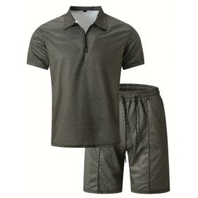 Polo Shirt Sports Short Sleeve Shorts Suit For Men (Option: Dark gray-3XL)