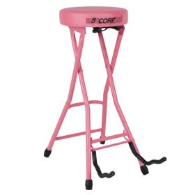 5 CORE Guitar Stool Seat Thick Cushioned Portable Durable Guitars Chair with Padded Holder Stand for Musicians - GSTOOL BLK (Option: Pink)