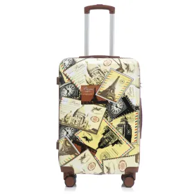 20"/24"/28" 3 Pcs/set In PC Spinner Wheel Luggage, Carry On Suitcase, With Printed Pattern And Combination Lock (City Stamps) (Option: defaulttitle)