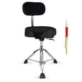 5 Core Drum Throne w Backrest 4" Padded Stool Airlift 25" Adjustable Drummer Stool 441Lb Capacity (Option: Black)