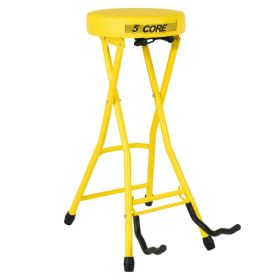 5 CORE Guitar Stool Seat Thick Cushioned Portable Durable Guitars Chair with Padded Holder Stand for Musicians - GSTOOL BLK (Option: YELLOW)