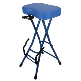 5Core Guitar Stool 3.15" Padded Chair Foldable Heavy Duty Music Seat Built In Foot Rest Guitar Stand (Option: blue)