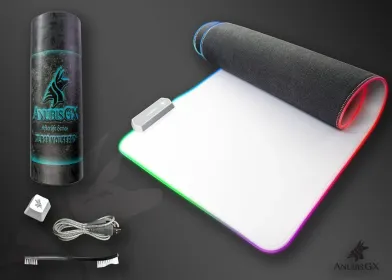 AnubisGX RGB Gaming Mouse Pad, XL Light Up Oversized Computer Gaming XL Desk Mat, 10 Type Glowing LED Pad, Large Waterproof Extended Mousepad Sur (Option: white)