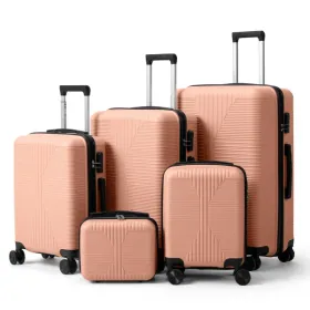 Non-TSA Customs Lock 5-in-1 PP Trolley Case, 12in, 16in, 20in, 24in, 28in, PP, Pink (Option: defaulttitle)