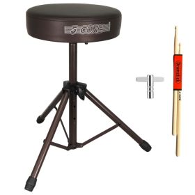 5 Core Drum Throne 3" Thick Padded Memory Foam Comfortable Drummer Stool 330Lb Capacity Adjustable (Option: Brown)