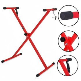 5 Core Keyboard Stand X Shape Adjustable Foldable Portable Key Board Stands W Locking Strap (Option: Red)