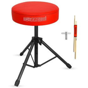 5 Core Drum Throne 3" Thick Padded Memory Foam Comfortable Drummer Stool 330Lb Capacity Adjustable (Option: Red)